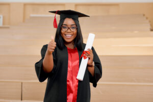 black girl graduating from university